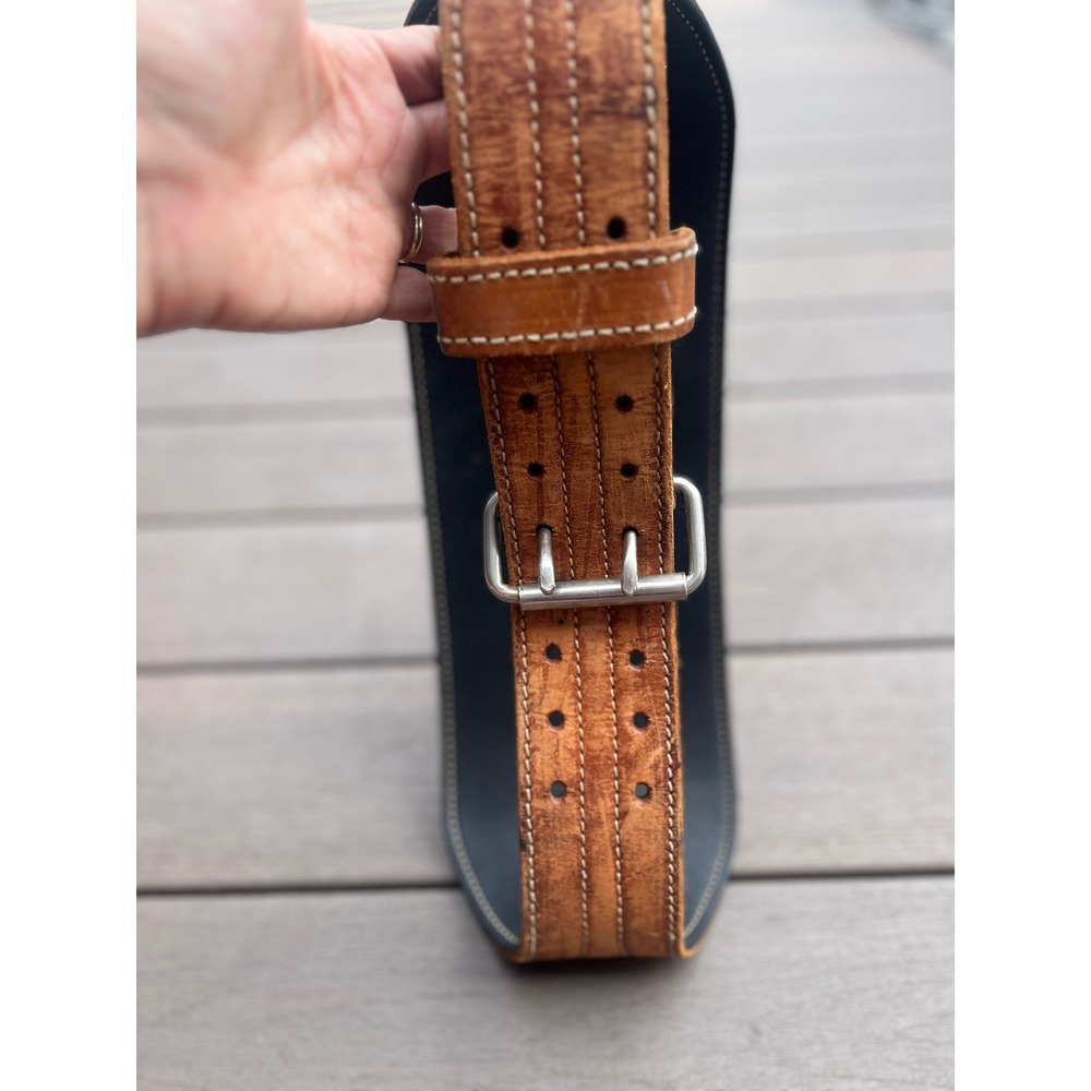 Joerin's Tools Leather Weightlifting Belt Brown Double Prong Made in USA M 8906